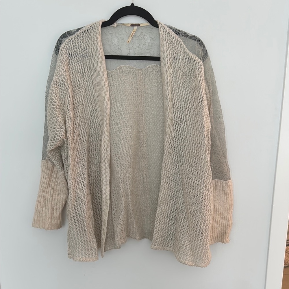Free People Cream Chunky Knit Cardigan